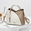 Leather Purse Block Satchel Shoulder Bag