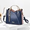 Leather Purse Block Satchel Shoulder Bag