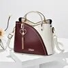 Leather Purse Block Satchel Shoulder Bag