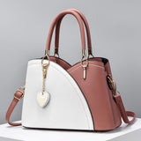 Leather Purse Block Satchel Shoulder Bag