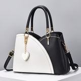 Leather Purse Block Satchel Shoulder Bag