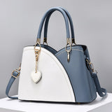 Leather Purse Block Satchel Shoulder Bag