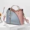 Leather Purse Block Satchel Shoulder Bag