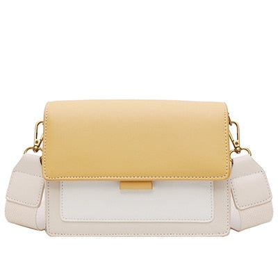 Contrast Color Leather Crossbody Bags