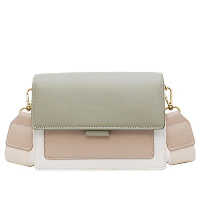 Contrast Color Leather Crossbody Bags