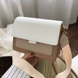 Contrast Color Leather Crossbody Bags