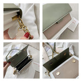 Contrast Color Leather Crossbody Bags