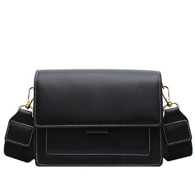 Contrast Color Leather Crossbody Bags