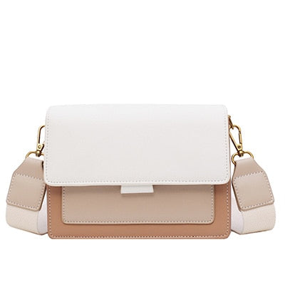 Contrast Color Leather Crossbody Bags