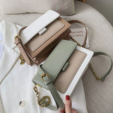 Contrast Color Leather Crossbody Bags